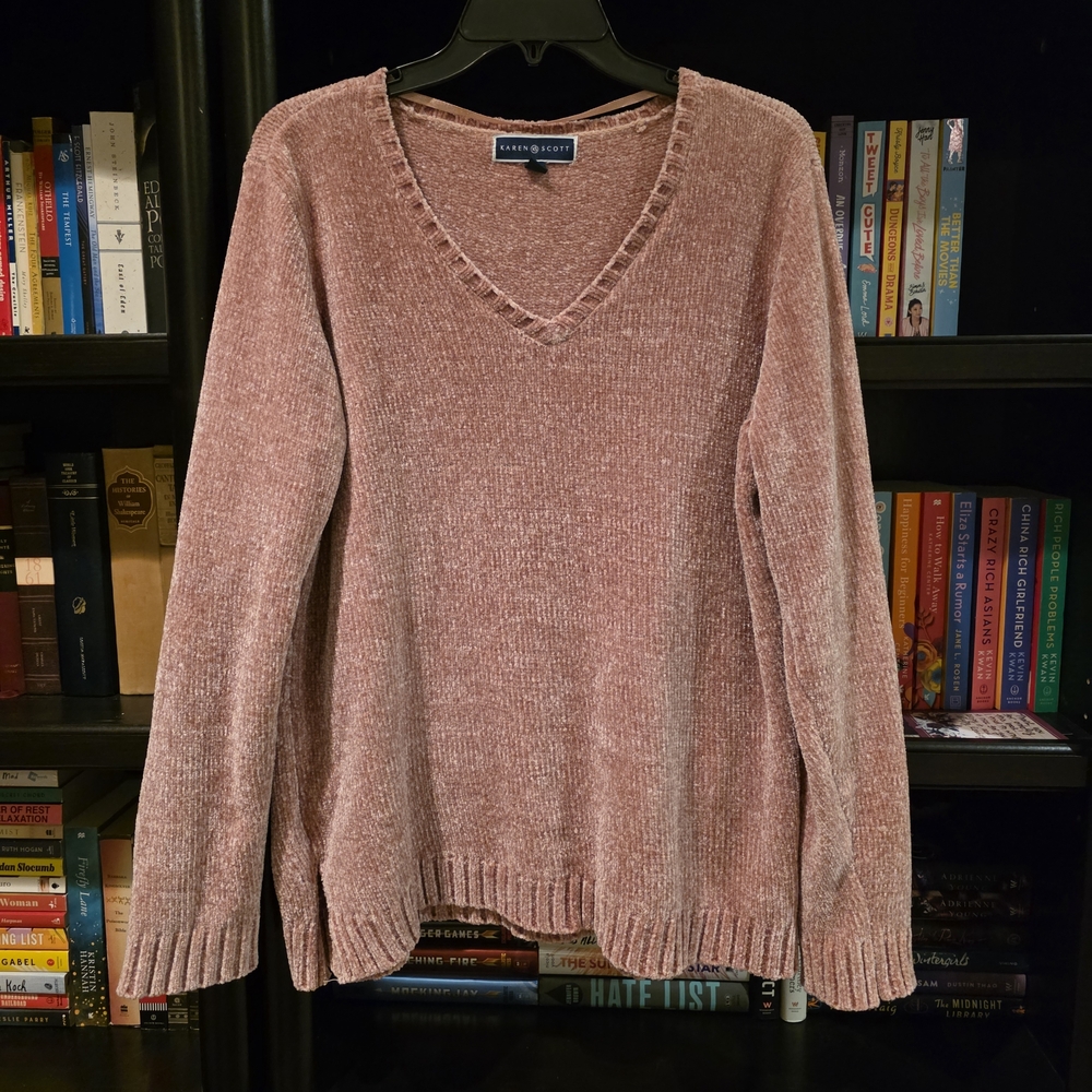 Karen Scott Women's Pink Chenille Sweater